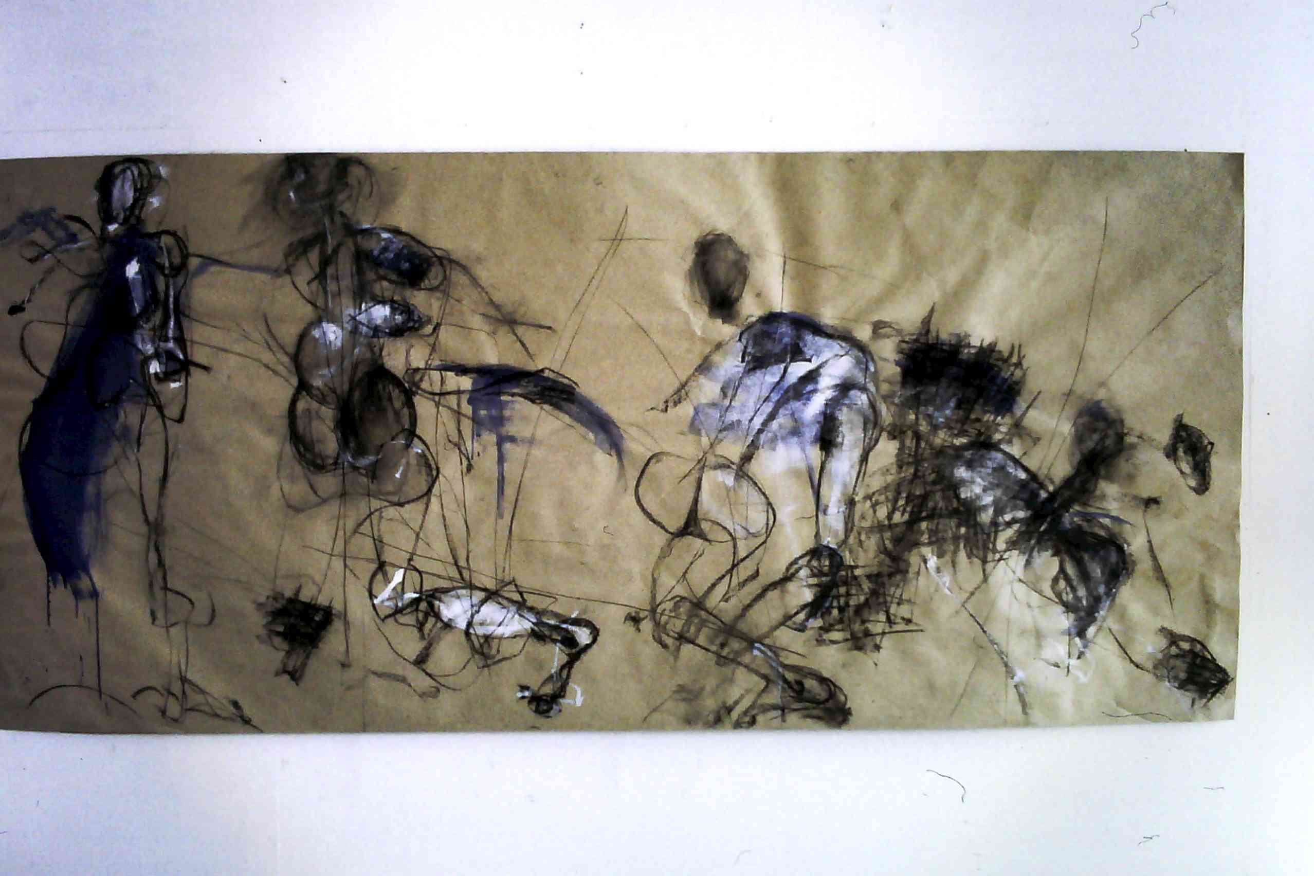körperaufpapier, kohle,kreide, 1997